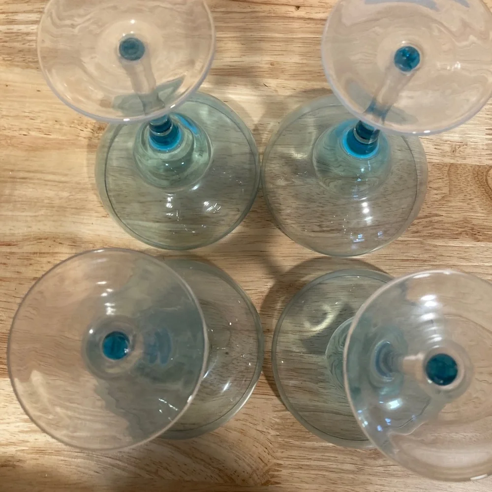 Set of four margarita glasses cocktails blue glass ombre - Picture 6 of 8